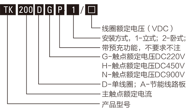 帶預充直流接觸器型號含義